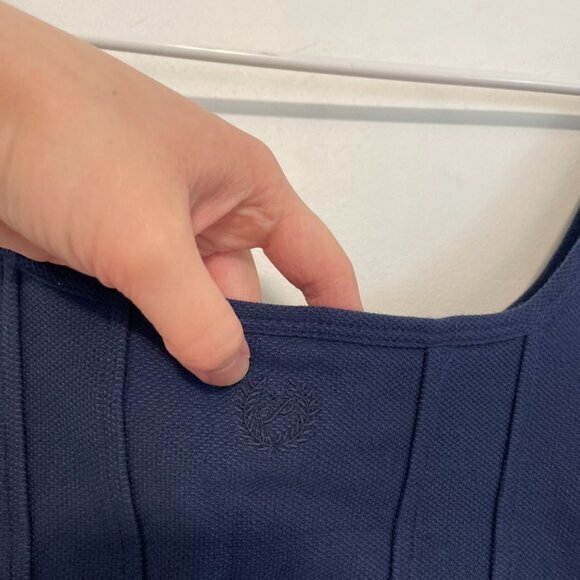 NEW NWT VS PINK VICTORIA'S SECRET Cinched Piqué Corset Top Navy Blue Crop Top L - Picture 14 of 16